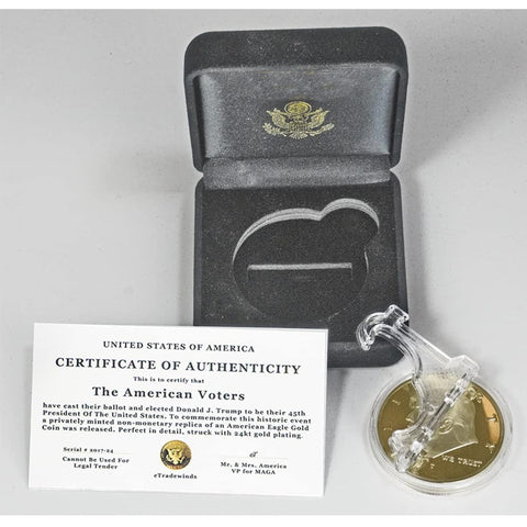 Image of Trump “ WON” 2025 – Donald J. Trump Wins the 2024 Election To Save America – 47th Presidential Gold Challenge Coin in Velvet Display Case (2025 Velvet)