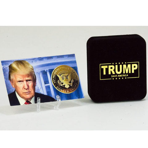 Image of Trump “ WON” 2025 – Donald J. Trump Wins the 2024 Election To Save America – 47th Presidential Gold Challenge Coin in Velvet Display Case (2025 Velvet)