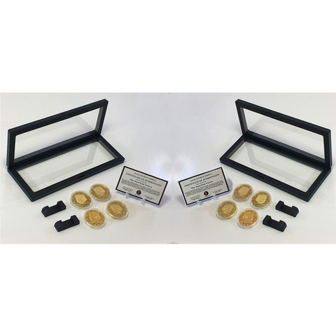 Image of Donald Trump 2 Term 8 Coin Set, 8 Year Collector’s Edition, Gold Plated Replica Coins 2017,18,19,20,25,26,27,28 Rectangle Display Case, Cert. of Auth.