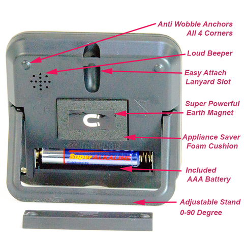 Image of Elegant Digital Kitchen Timer Stainless Steel - Strong Magnetic Back - Kickstand - Loud Alarm - Large Display - Auto Memory - Auto Shut-Off
