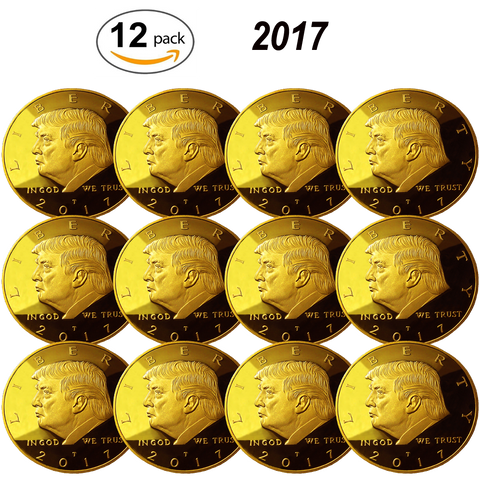 Image of 2017 Donald Trump 45th President, Collectors Edition 24kt Gold Plated Commemorative Replica Novelty Coin, Each Coin Comes With Stand & Display Case (NOT LEGAL TENDER)