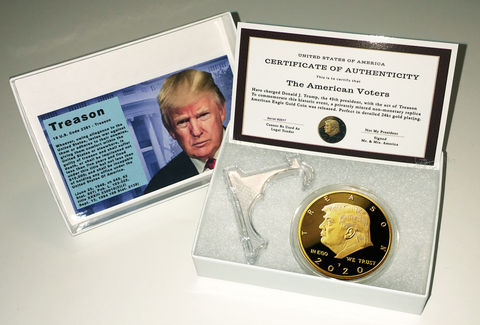 Image of Not My President - Donald Trump Treason & Impeachment, 24kt Gold Plated Coin Says it All - Perfect Anti Trump Novelty for The Trump Hater in Your Life - Gift Box, Stand, Certificate of Authenticity