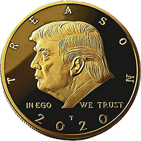 Image of Not My President - Donald Trump Treason & Impeachment, 24kt Gold Plated Coin Says it All - Perfect Anti Trump Novelty for The Trump Hater in Your Life - Gift Box, Stand, Certificate of Authenticity