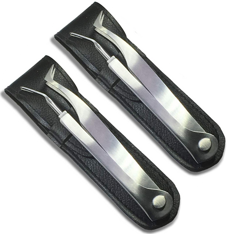 Image of Tick Remover Tick-Off - Hygienic All Stainless Steel Tick Removal Tool With Leather Case. Complete With Tick Removal Instructions & Identification Chart - Patent No. D889,646