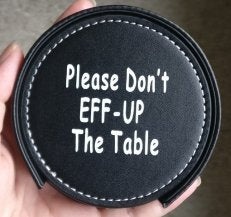 Image of Drink Coaster Set Housewarming Gifts - Funny Gag Gift For Table, Bar And Furniture Protection - Leather Coaster For Beer, Wine, And Glass Bottles