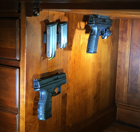 Image of Magnetic Gun Mount Holster 53lb. - Gun Magnet Mount - Discreet Tactical Concealed Carry Handgun Holder For Car Truck Under Desk Bedside Wall w/Anti Scratch Rubber Coating