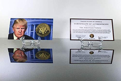 Image of Donald Trump 4 Gold Coin Set, 45th 1st Term Presidential Collector's Edition, Commemorative Gold Plated Replica Coins 2017-2018 - 2019-2020, Diamond Display Case, Cert of Authenticity (Blk 1Pak)