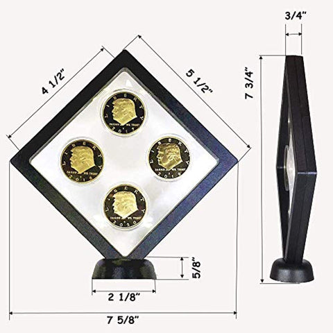 Image of Donald Trump 4 Gold Coin Set, 45th 1st Term Presidential Collector's Edition, Commemorative Gold Plated Replica Coins 2017-2018 - 2019-2020, Diamond Display Case, Cert of Authenticity (Blk 1Pak)