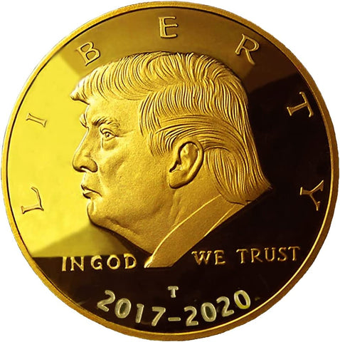 Image of 2017-2020 Donald Trump Velvet Case Gold Coin Set, 4 Year Collector’s Edition, Commemorative Gold Plated Replica Coin Cert of Auth (Velvet 17-20)