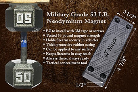 Image of Magnetic Gun Mount Holster 53lb. - Gun Magnet Mount - Discreet Tactical Concealed Carry Handgun Holder For Car Truck Under Desk Bedside Wall w/Anti Scratch Rubber Coating