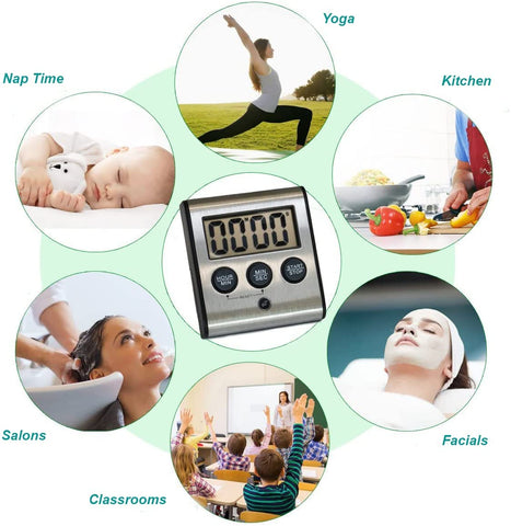 Image of Elegant Digital Kitchen Timer, Stainless Steel Model eT-78, Displays 0-99 Min. or 0-99 Hr, SUPER Strong Magnetic Back, Volume Switch For Soft/Loud Alarm Tone, Auto Shut Off, Auto Memory