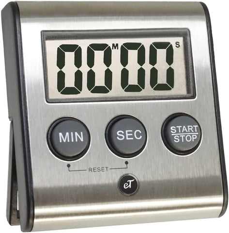 Image of Elegant Digital Kitchen Timer, Stainless Steel Model eT-23, SUPER Strong Magnetic Back, Loud Alarm, Large Display, Auto Memory, Auto Shut-Off