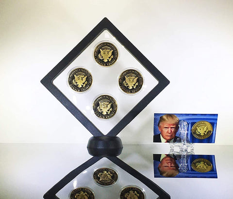 Image of Donald Trump 2nd Term 4 Replica Gold Coin Set, Diamond Display Case