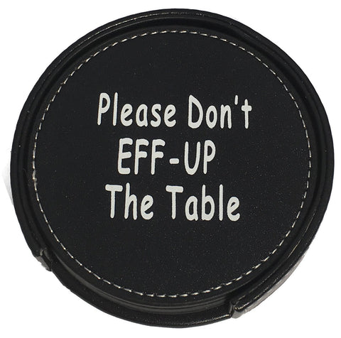 Image of Drink Coaster Set Housewarming Gifts - Funny Gag Gift For Table, Bar And Furniture Protection - Leather Coaster For Beer, Wine, And Glass Bottles