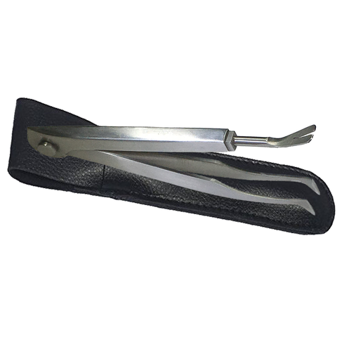 Image of Tick Remover Tick-Off - Hygienic All Stainless Steel Tick Removal Tool With Leather Case. Complete With Tick Removal Instructions & Identification Chart - Patent No. D889,646