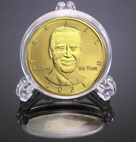Image of Not My President – Joe “Bribes” Biden - Treason & Impeachment, 24kt Gold Plated Novelty Anti Biden Coin Says it All for The Biden Hater in Your Life (Gift Box)