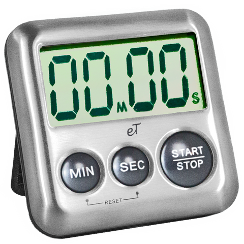 Image of Elegant Digital Kitchen Timer Stainless Steel - Strong Magnetic Back - Kickstand - Loud Alarm - Large Display - Auto Memory - Auto Shut-Off