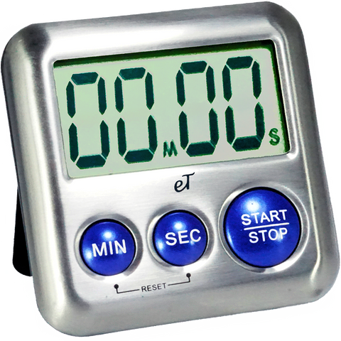 Image of Elegant Digital Kitchen Timer Stainless Steel - Strong Magnetic Back - Kickstand - Loud Alarm - Large Display - Auto Memory - Auto Shut-Off