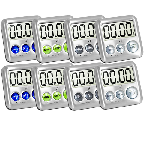 Image of Elegant Digital Kitchen Timer Stainless Steel - Strong Magnetic Back - Kickstand - Loud Alarm - Large Display - Auto Memory - Auto Shut-Off