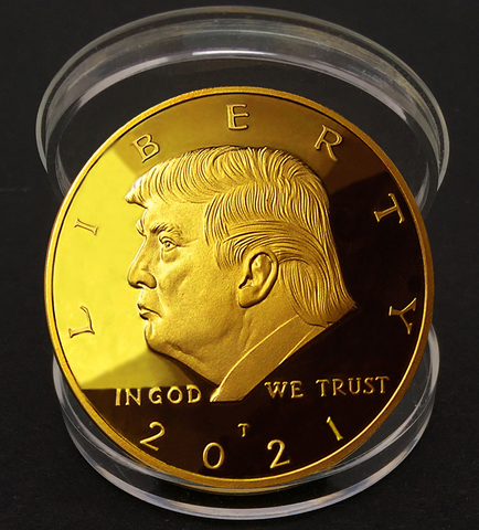 Image of 2021 Keep America Great Doald Trump Gold Coin | Official Snowflake Detector/Kryptonite | Ramp Up Now For The 2020 Electoral Win & 2021 Inauguration | 24kt Gold Plated Medallion, Stand & Display Case