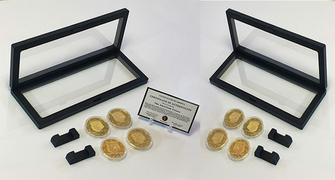 Image of Donald Trump 2 Term 8 Coin Set, 8 Year Collector’s Edition, Gold Plated Replica Coins 2017,18,19,20,25,26,27,28 Rectangle Display Case, Cert. of Auth.