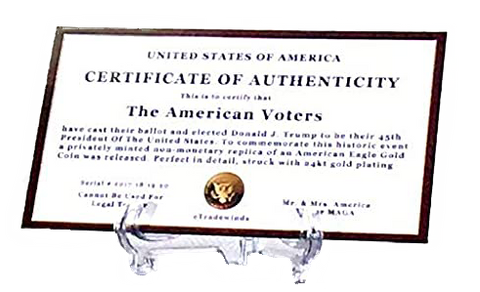 Image of Donald Trump 2nd Term 4 Replica Gold Coin Set, Diamond Display Case