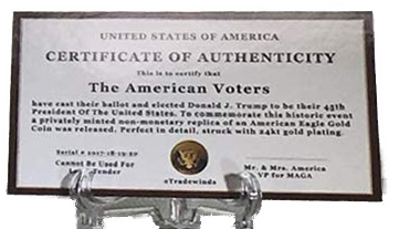 Image of Donald Trump 2 Term 8 Coin Set, 8 Year Collector’s Edition, Gold Plated Replica Coins 2017,18,19,20,21,22,23,24 Rectangle Display Case, Cert. of Auth.