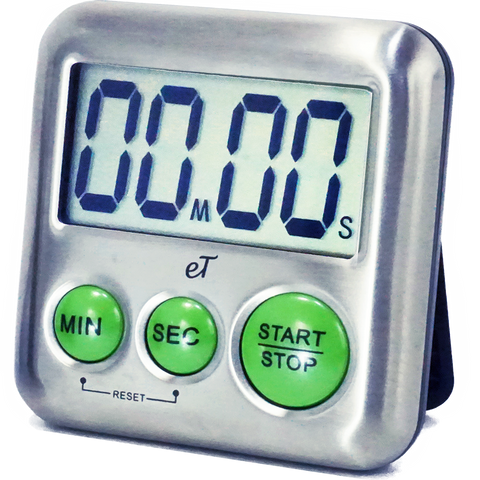 Image of Elegant Digital Kitchen Timer Stainless Steel - Strong Magnetic Back - Kickstand - Loud Alarm - Large Display - Auto Memory - Auto Shut-Off