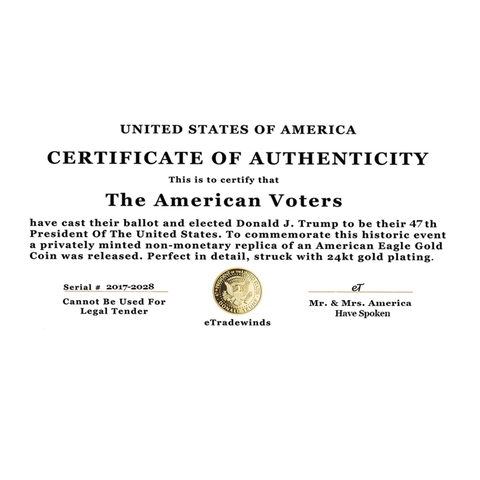 Image of eTradewinds Donald Trump 2nd Term 4 Coin Set, Rectangle Display Case, Cert. of Auth