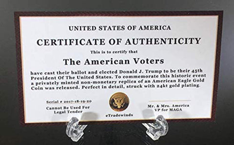 Image of Donald Trump Gold Coin Set, 4 Year Presidential Term Collector’s Edition, Commemorative Gold Plated Replica Coins 2017, 2018, 2019, 2020, Diamond Display Case, Cert. of Authenticity (White 1Pak)