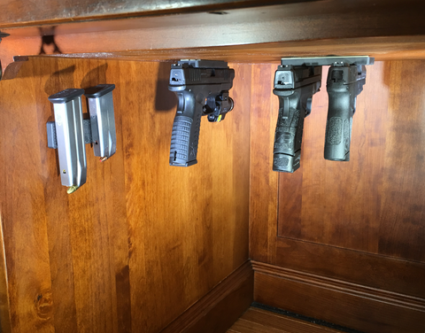 Image of Magnetic Gun Mount Holster 53lb. - Gun Magnet Mount - Discreet Tactical Concealed Carry Handgun Holder For Car Truck Under Desk Bedside Wall w/Anti Scratch Rubber Coating