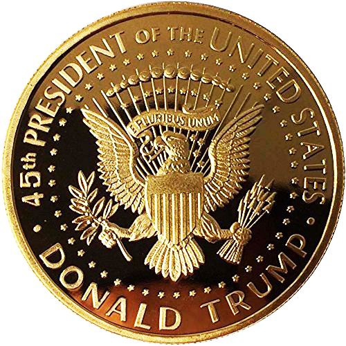 Donald Trump 2 Term 8 Coin Set, 8 Year Collector’s Edition, Gold Plated Replica Coins 2017,18,19,20,21,22,23,24 Diamond Display Case, Cert. of Auth.