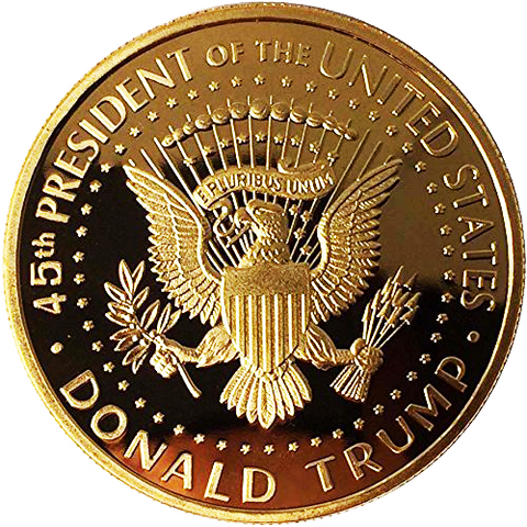 2018 Donald Trump 45th President, Collectors Edition 24kt Gold Plated Commemorative Replica Novelty Coin, Each Coin Comes With Stand & Display Case  (NOT LEGAL TENDER)