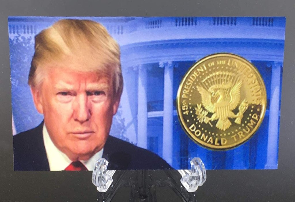 Donald Trump 2nd Term 4 Replica Gold Coin Set, Diamond Display Case