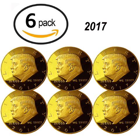 Image of 2017 Donald Trump 45th President, Collectors Edition 24kt Gold Plated Commemorative Replica Novelty Coin, Each Coin Comes With Stand & Display Case  (NOT LEGAL TENDER)