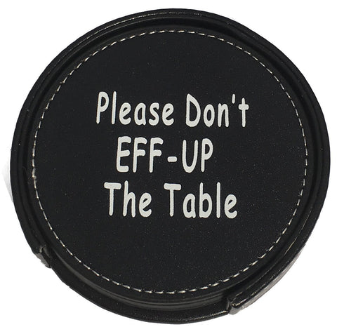 Drink Coaster Set Housewarming Gifts - Funny Gag Gift For Table, Bar And Furniture Protection - Leather Coaster For Beer, Wine, And Glass Bottles