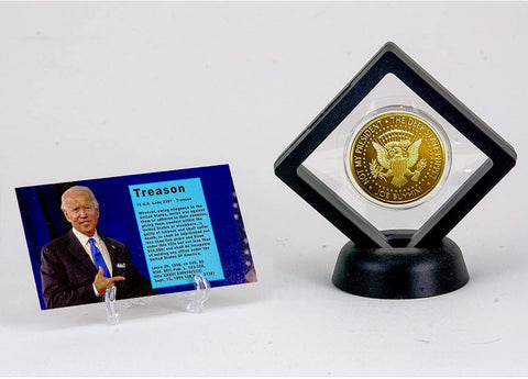 Image of eTradewinds Not My President – Joe “Bribes” Biden - Treason & Impeachment, 24kt Gold Plated Novelty Anti Biden Coin Says it All for The Biden Hater in Your Life (Diamond Display)