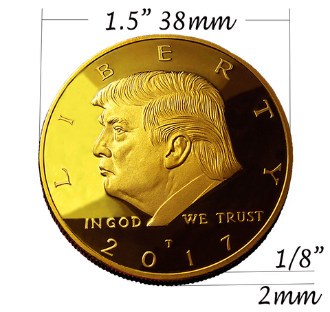 Image of Donald Trump 2 Term 8 Coin Set, 8 Year Collector’s Edition, Gold Plated Replica Coins 2017,18,19,20,21,22,23,24 Diamond Display Case, Cert. of Auth.