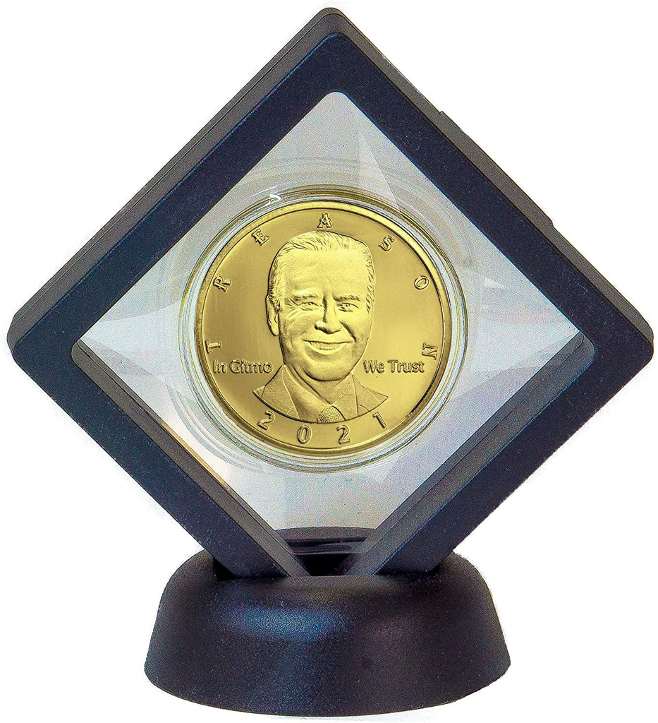 eTradewinds Not My President – Joe “Bribes” Biden - Treason & Impeachment, 24kt Gold Plated Novelty Anti Biden Coin Says it All for The Biden Hater in Your Life (Diamond Display)