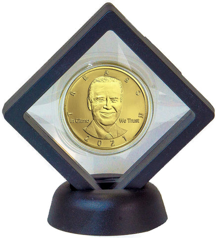 Image of eTradewinds Not My President – Joe “Bribes” Biden - Treason & Impeachment, 24kt Gold Plated Novelty Anti Biden Coin Says it All for The Biden Hater in Your Life (Diamond Display)