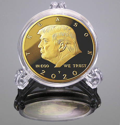 Image of Not My President - Donald Trump Treason & Impeachment, 24kt Gold Plated Coin Says it All - Perfect Anti Trump Novelty for The Trump Hater in Your Life - Gift Box, Stand, Certificate of Authenticity