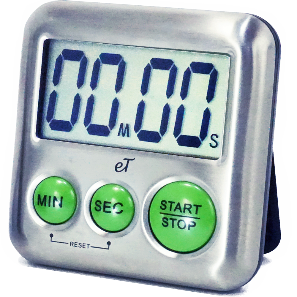 Elegant Digital Kitchen Timer Stainless Steel - Strong Magnetic Back - Kickstand - Loud Alarm - Large Display - Auto Memory - Auto Shut-Off